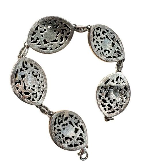Chi by Carlos Falchi Sterling Silver Enamel & Natural Stone Statement Bracelet - Picture 10 of 10
